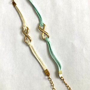 NWT Two-stranded Bracelet w/ Brass Infinity Sign & Extension Chain